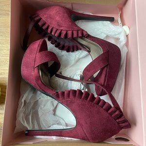 Charlotte Russe Burgandy Ankle Strap Heels